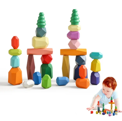 Wooden Balancing Stones Building Blocks