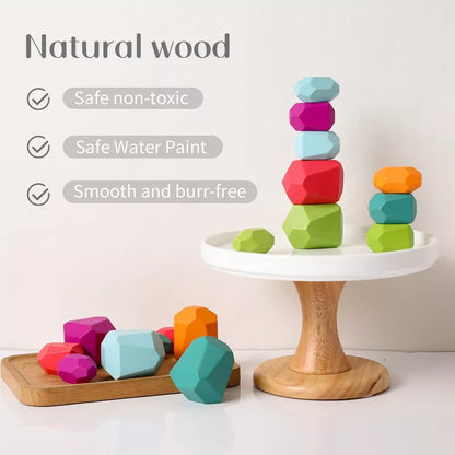 Wooden Balancing Stones Building Blocks