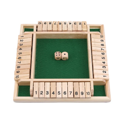 Deluxe Four-Sided Shut The Box Dice & Board Game