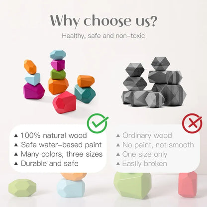 Wooden Balancing Stones Building Blocks