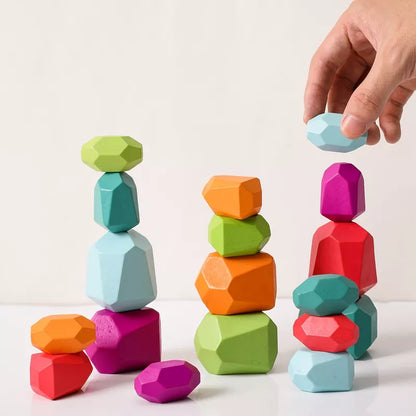 Wooden Balancing Stones Building Blocks